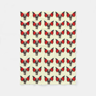 Couverture Polaire Blanche éléphante à ailes rouges