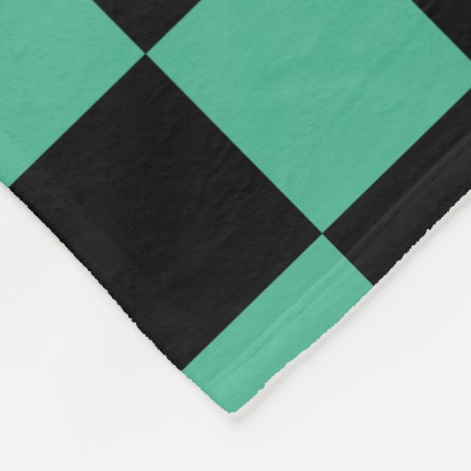 Couverture Polaire Blanche en À damiers polaire noire et verte (Coin)