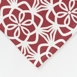 Couverture Polaire Blanche en dentelle rouge et blanche