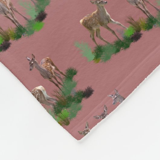 Couverture Polaire Blanche en fleur de prés Bambi (Mélange rose Dusty (Coin)
