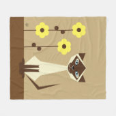 Couverture Polaire Blanche en fleur jaune et en chat siamois (Devant (Horizontal))