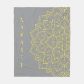 Couverture Polaire Blanche en molleton mandala jaune et gris (Devant)