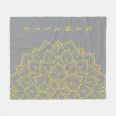 Couverture Polaire Blanche en molleton mandala jaune et gris (Devant (Horizontal))