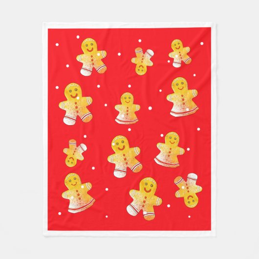 Couverture Polaire Blanche en pain d'épices rouge (Devant)