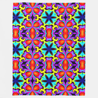 Couverture Polaire Blanche en polaire à motif jaune et rouge