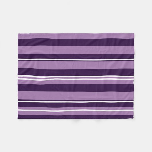 Couverture Polaire Blanche en polaire à rayures violettes (Devant (Horizontal))