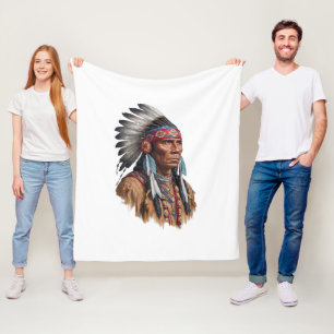 Couverture Polaire Blanche en polaire - Amérindiens