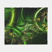 Couverture Polaire Blanche en polaire aux fleurs vertes (Devant (Horizontal))