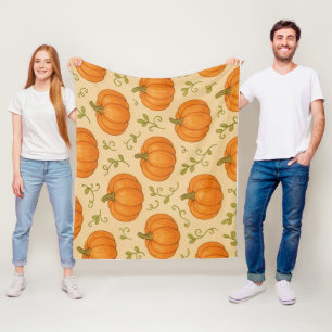 Couverture Polaire Blanche en polaire citrouille - Jolie Halloween Je