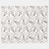 Couverture Polaire Blanche en polaire d'abeille de miel (Devant (Horizontal))
