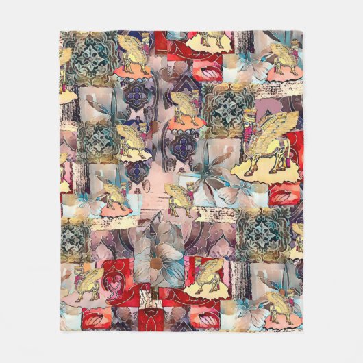 Couverture Polaire Blanche en polaire d'art lamassu (Devant)