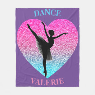 Couverture Polaire Blanche en polaire de danse avec nom personnalisé
