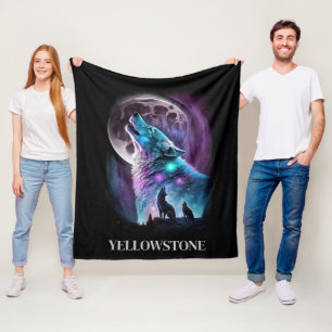 Couverture Polaire Blanche en polaire du loup de Yellowstone