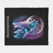 Couverture Polaire Blanche en polaire du loup de Yellowstone (Devant (Horizontal))