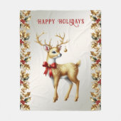 Couverture Polaire Blanche en polaire en or Reindeer (Devant)