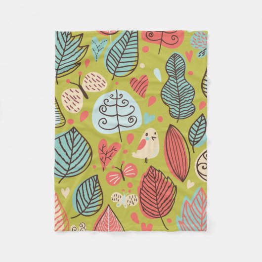 Couverture Polaire Blanche en polaire Feuille de couleur (Devant)