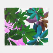 Couverture Polaire Blanche en polaire Feuille rose et verte (Devant (Horizontal))