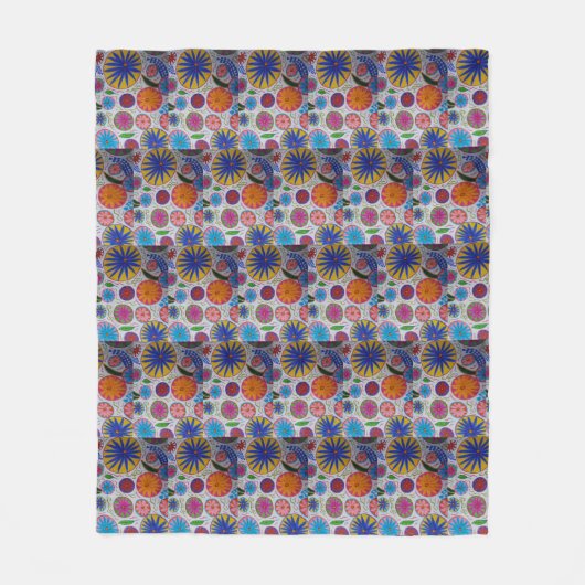 Couverture Polaire Blanche en polaire fleurie moderne (Devant)