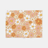 Couverture Polaire Blanche en polaire fleurie orange et blanche (Devant (Horizontal))
