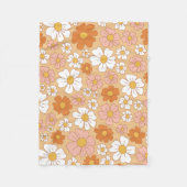 Couverture Polaire Blanche en polaire fleurie orange et blanche (Devant)