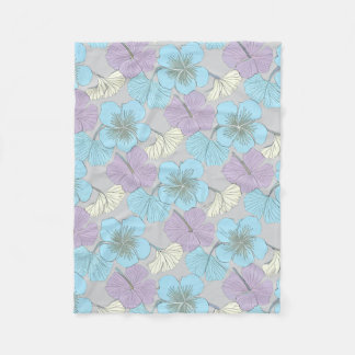 Couverture Polaire "Blanche en polaire florale Pastel"