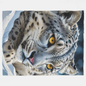 Couverture Polaire Blanche en polaire léopard de neige (Devant (Horizontal))