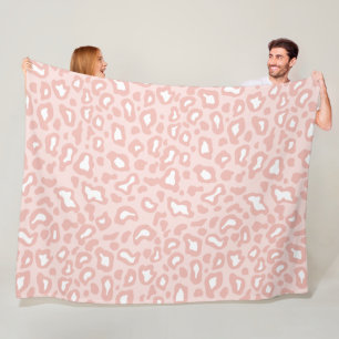 Couverture Polaire Blanche en polaire léopard rose souple