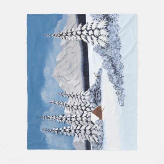 Couverture Polaire Blanche en polaire moyenne hiver neigeuse (Devant)