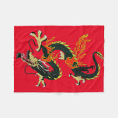 Couverture Polaire Blanche en polaire noire dragon chinois (Devant (Horizontal))