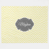 Couverture Polaire Blanche en polaire personnalisée Chevron jaune (Devant (Horizontal))