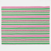 Couverture Polaire Blanche en polaire rayée rose et vert moderne (Devant (Horizontal))