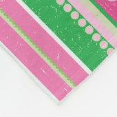 Couverture Polaire Blanche en polaire rayée rose et vert moderne (Coin)