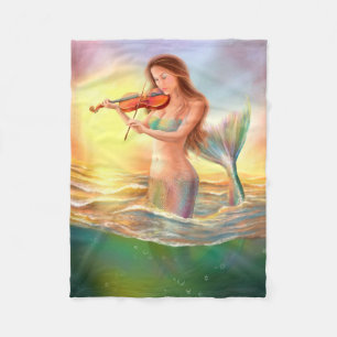 Couverture Polaire Blanche en polaire, sirène d'imaginaire joue sur l