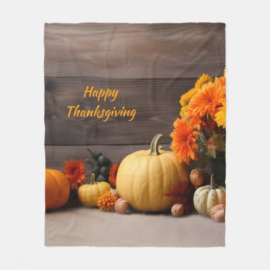 Couverture Polaire Blanche en polaire traditionnelle de Thanksgiving (Devant)