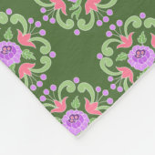 Couverture Polaire Blanche en polaire verte et rose (Coin)