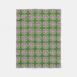 Couverture Polaire Blanche en polaire verte et rose