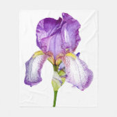Couverture Polaire Blanche en polaire violet Iris chic Floral (Devant)