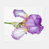 Couverture Polaire Blanche en polaire violet Iris chic Floral (Devant (Horizontal))