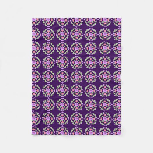 Couverture Polaire Blanche en polaire violette (Devant)