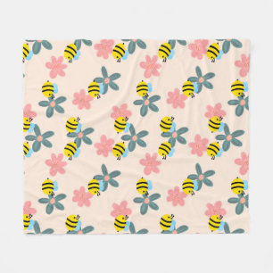 Couverture Polaire Blanche en toison des abeilles occupées