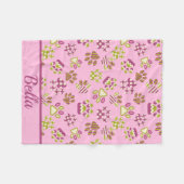 Couverture Polaire Blanche en toison Pink Paws (Devant (Horizontal))