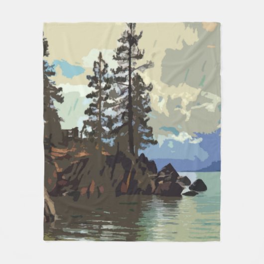 Couverture Polaire Blanche Fleece Lake Tahoe (Devant)