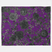Couverture Polaire Blanche Mariage gothique Rose violet et noir (Devant (Horizontal))
