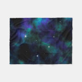 Couverture Polaire Blanche-molette en galaxie bleue et verte (Devant (Horizontal))