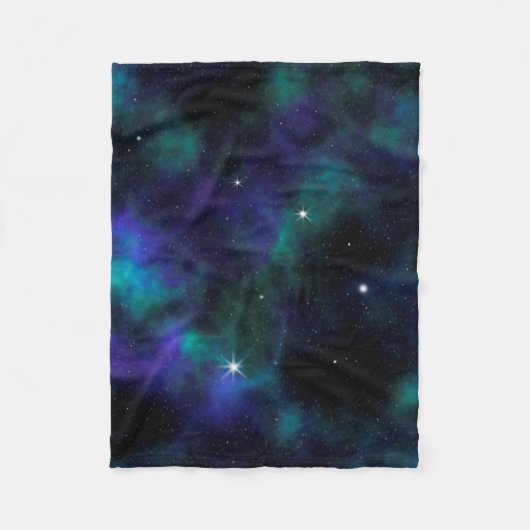 Couverture Polaire Blanche-molette en galaxie bleue et verte (Devant)