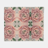 Couverture Polaire Blanche Peony rose (Devant (Horizontal))