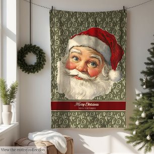 Couverture Polaire Blanche Père Noël classique ancienne avec accents 