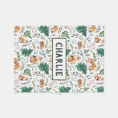 Couverture Polaire Blanche personnalisée Fox, Ferns et Feuilles (Devant (Horizontal))