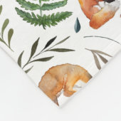 Couverture Polaire Blanche personnalisée Fox, Ferns et Feuilles (Coin)