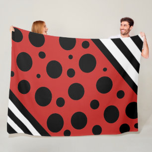 Couverture Polaire Blanche Pois rouge et blanche noire